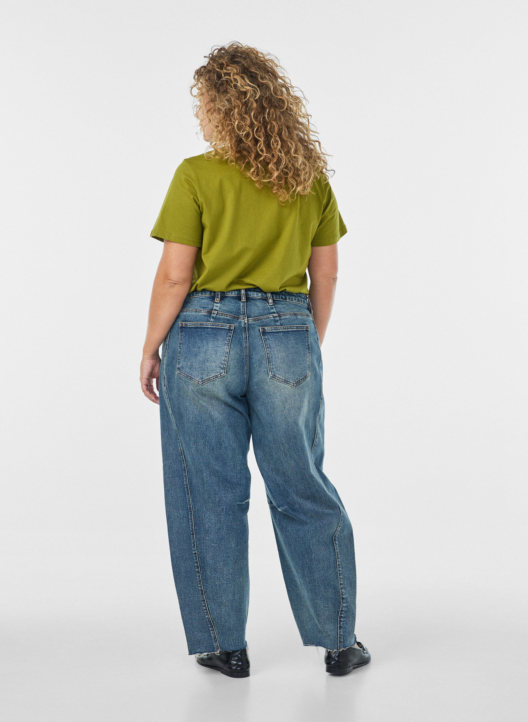 ZizziBomulls T-skjorte med tekstmerke, Gr&oslash;nn, Model image number 2