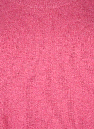 Melert strikkegenser med knappedetaljer, Hot Pink White Mel., Packshot image number 2