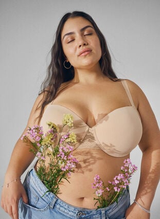 Zizzi Formstøpt BH med mesh, Nude, Image image number 0