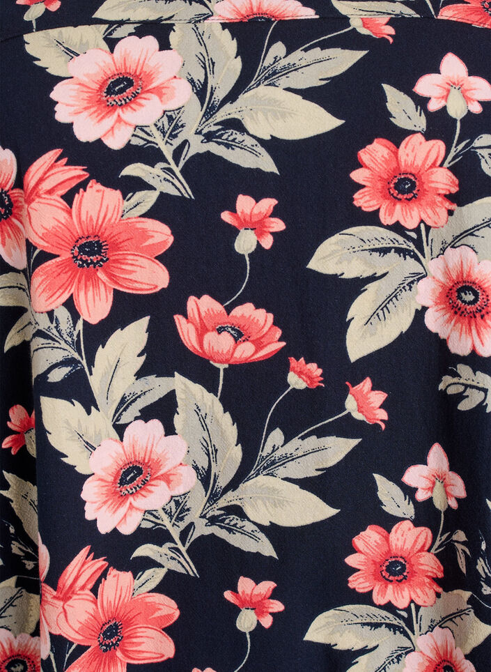 Kortermet bomullskjole med mønster, Blå, Packshot image number 2