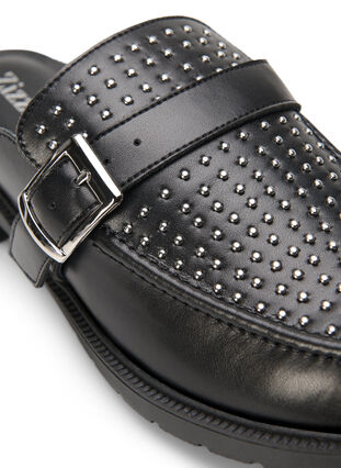 Åpen loafer i skinn med nitter, Black, Packshot image number 3