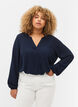 Ensfarget bluse med V-hals, Navy Blazer, Model image number 0