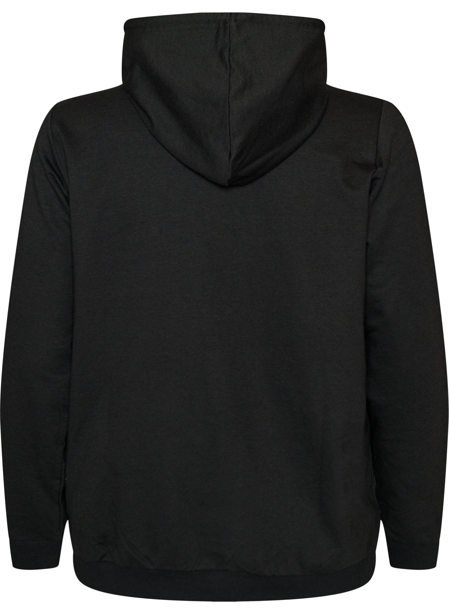 ZizziGenser med hette og trykk, Svart, Packshot image number 1