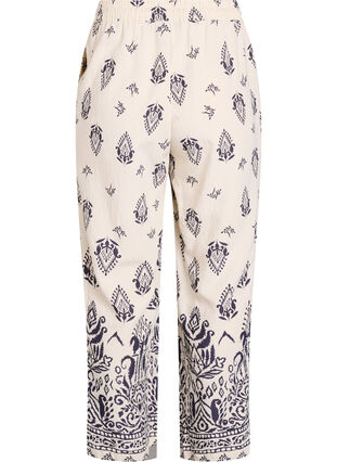 Zizzi Løs bukse med trykk og høy midje, Birch Black AOP, Packshot image number 1