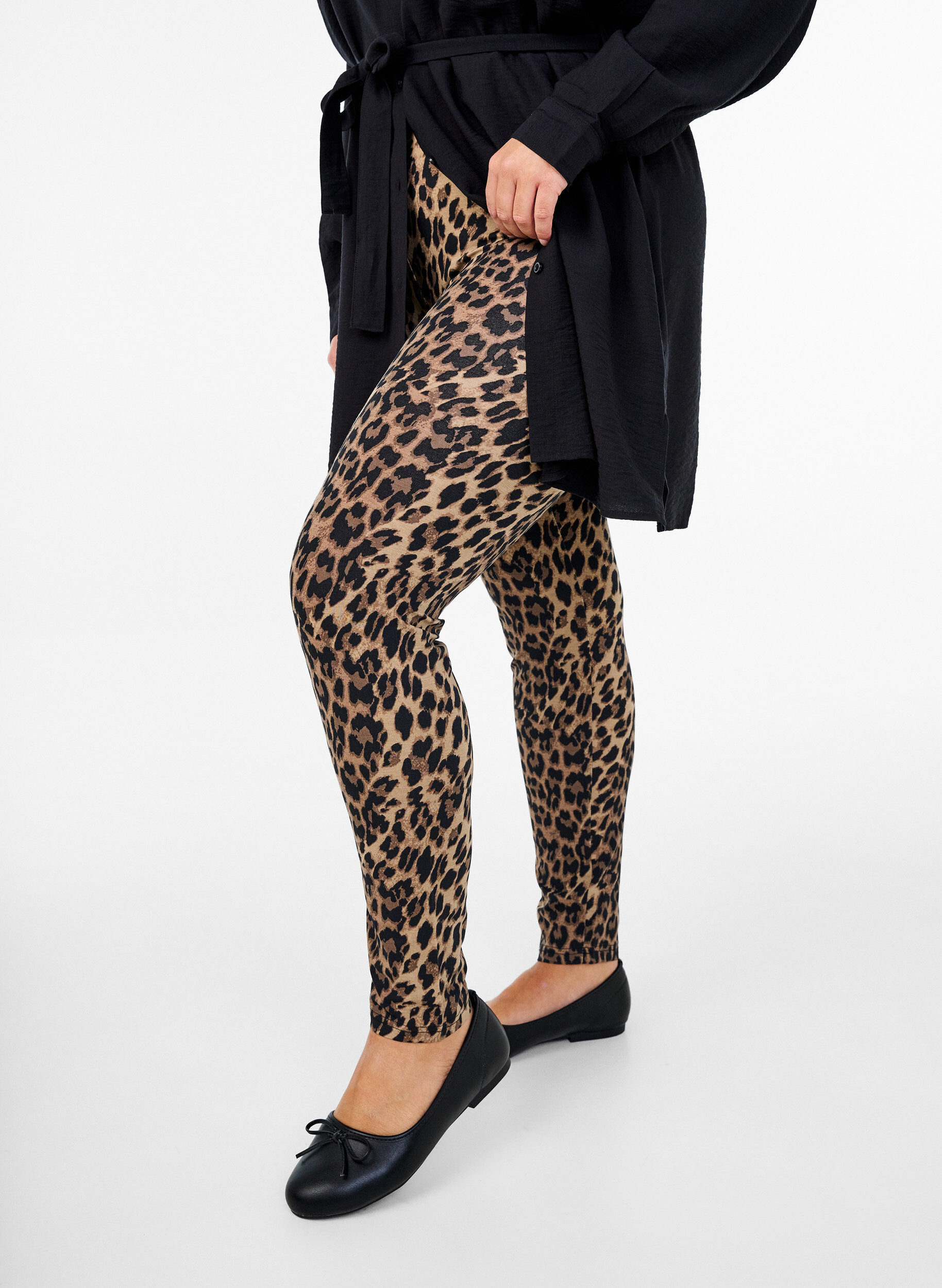 Viskose leggings med leopardm&oslash;nster, Brun, Model
