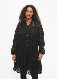 Blondekjole med knapper og A-form, Black, Model