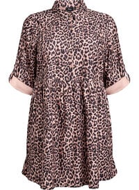 Fløyelskjole med leopardmønster, Brun Fløyelskjole med leopardmønster