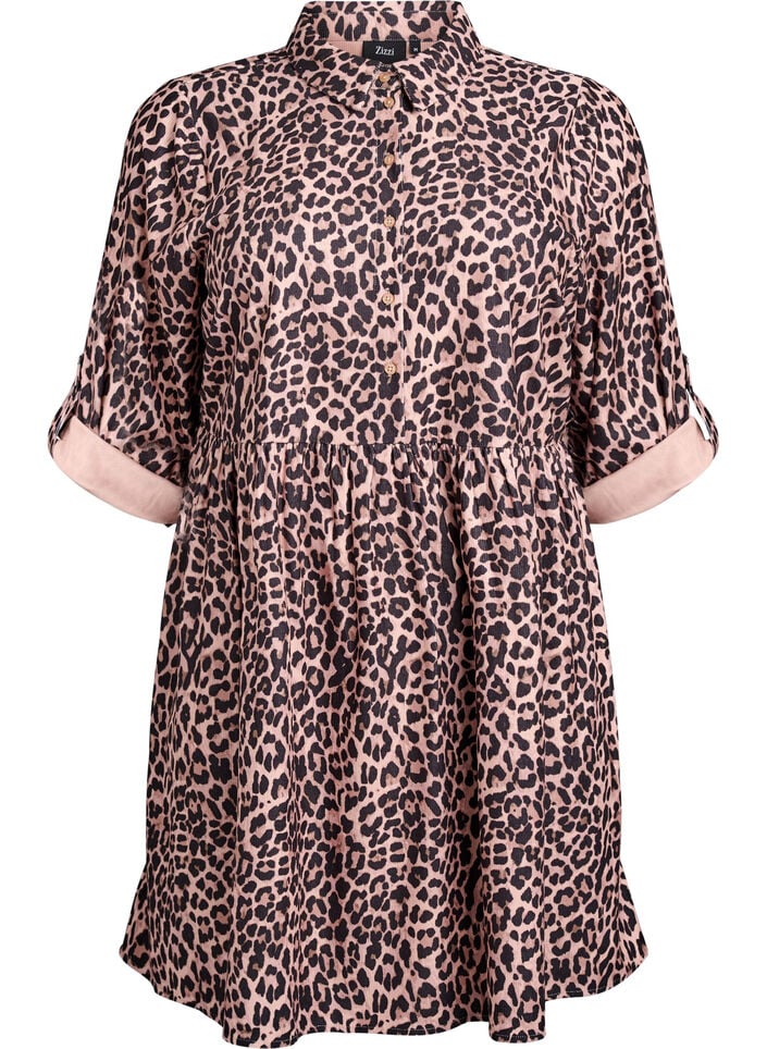 Fløyelskjole med leopardmønster, Brun, Packshot image number 0