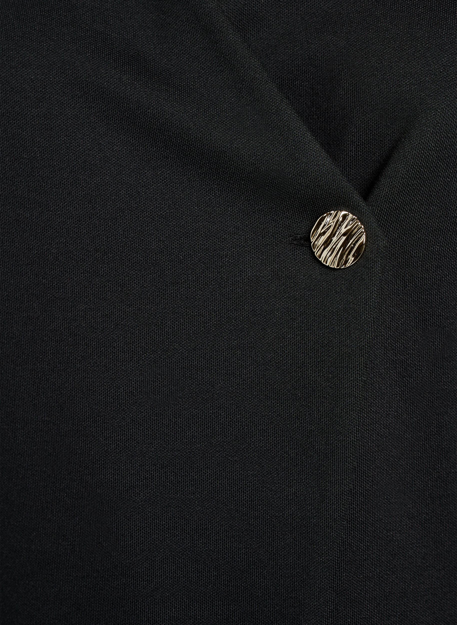 Zizzi Bluse med asymmetrisk omslagseffekt og korte ermer, Svart, Packshot image number 2