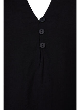Langermet bluse i viskosemiks, Black, Packshot image number 2