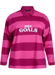 Stripete poloskjorte med brodert tekst, Raspberry R. Stripe