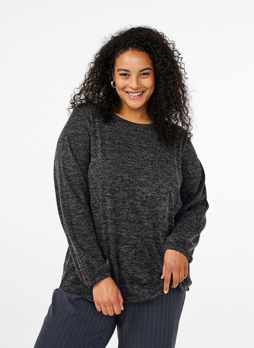 FLASH - Jerseybluse med lange ermer, Grå, Model image number 0