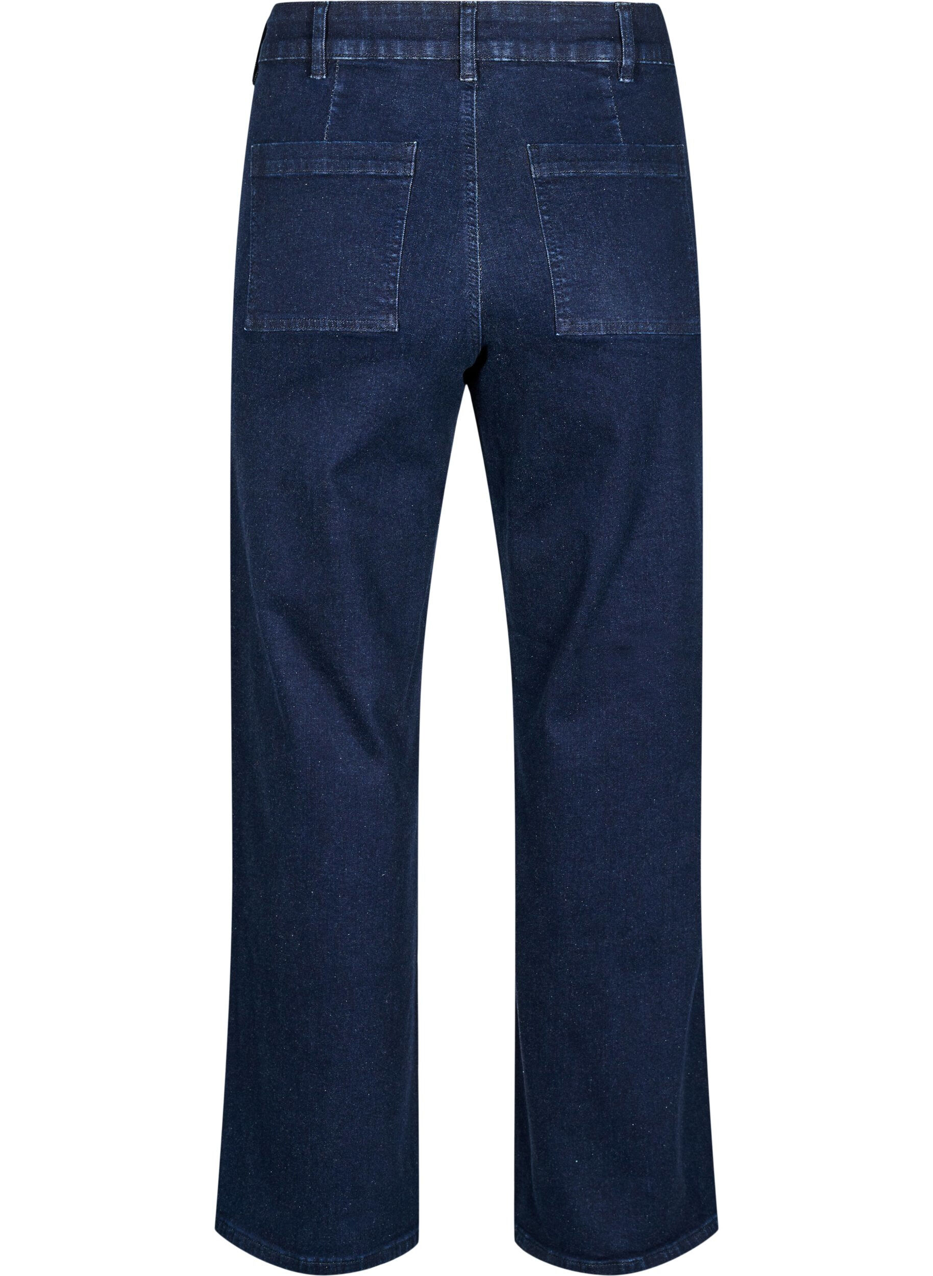 ZizziJeans med h&oslash;y midje og vide ben, Bl&aring;, Packshot image number 1