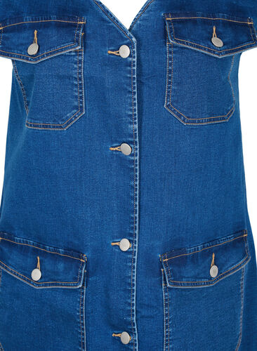 Denim spencerkjole med knapper, Dark blue denim, Packshot image number 2