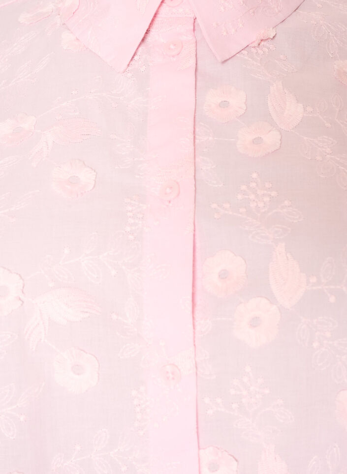 Skjorte med blomsterbroderi og vide ermer, Rosa, Packshot image number 2