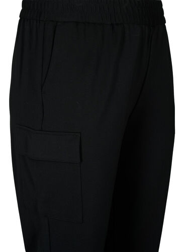 Cargobukse med elastisk midje, Black, Packshot image number 2