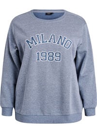 Genser med brodert Milan-motiv, Grå Genser med brodert Milan-motiv
