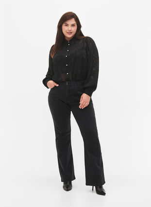 Ellen bootcut jeans med høyt liv, Grey Denim, Model image number 0
