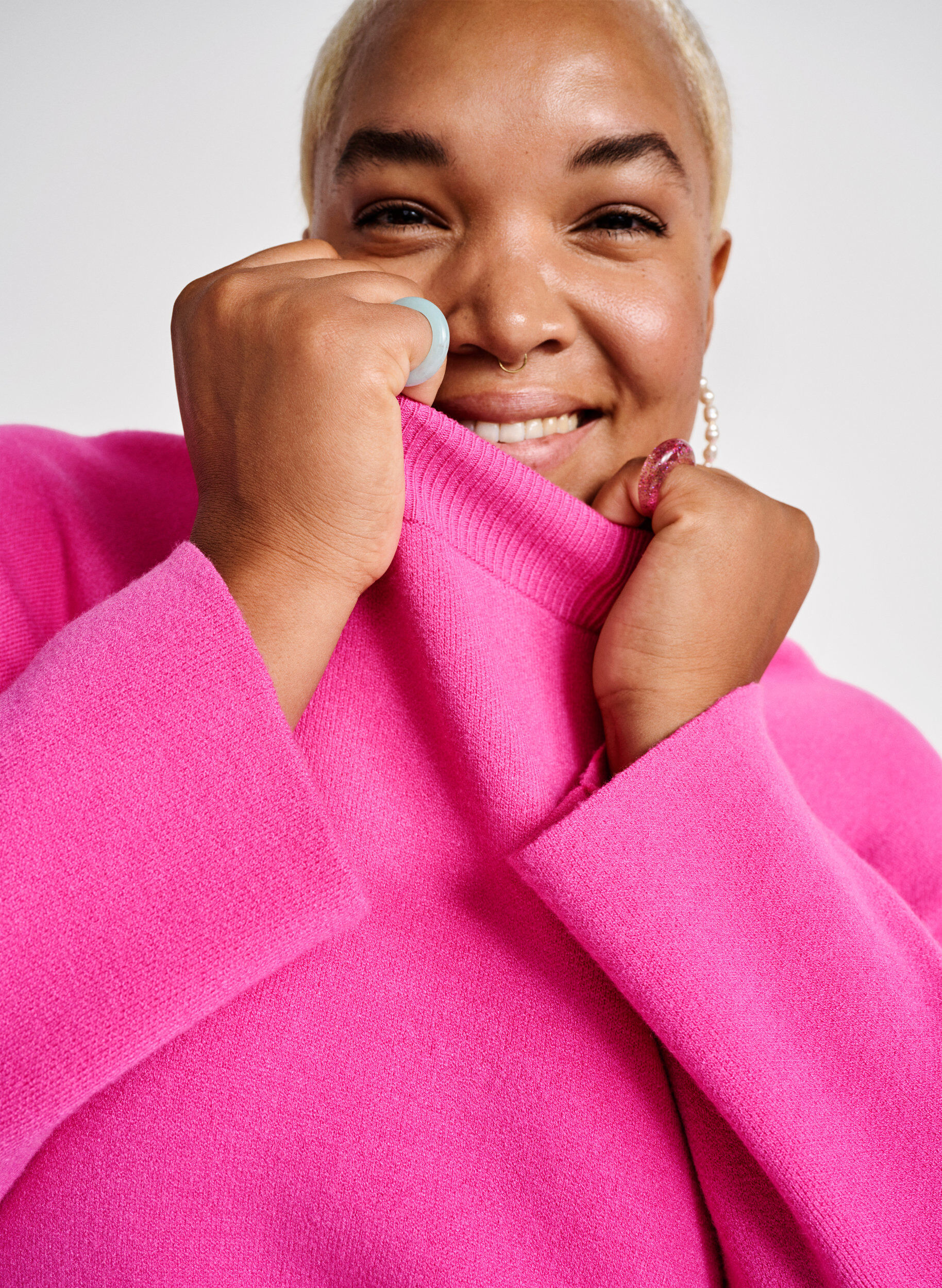 Zizzi Genser i viskoseblanding med glidel&aring;s i siden	, Raspberry Rose, Image image number 0