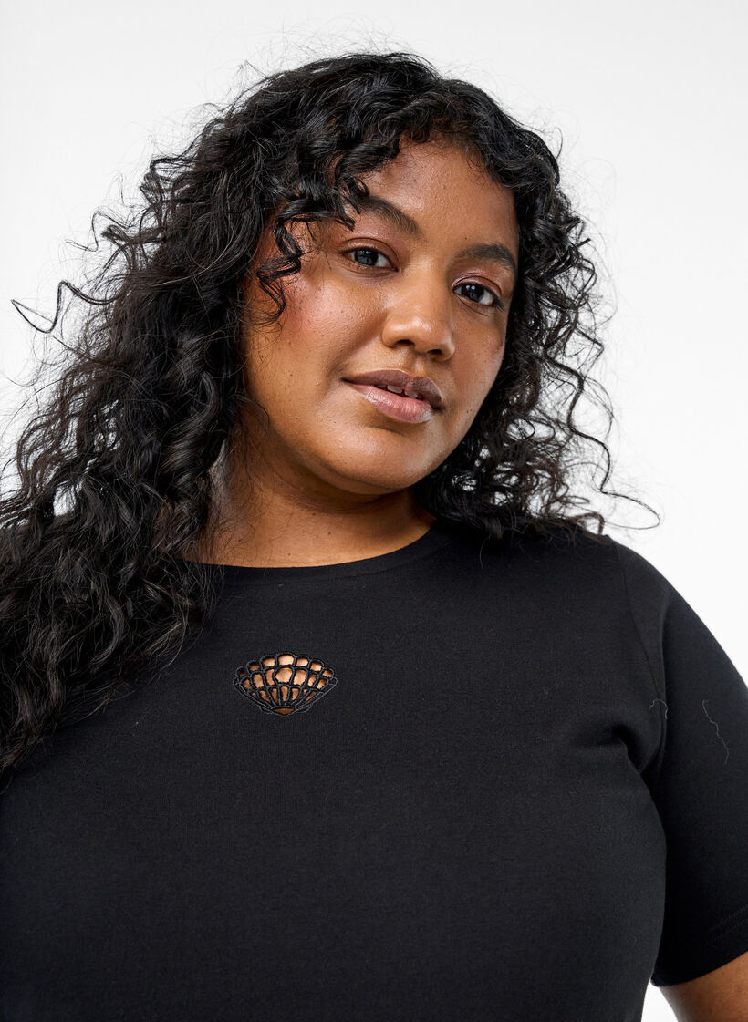 T-skjorte med dekorative detaljer, Svart, Model image number 3