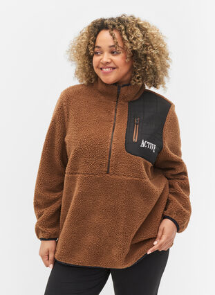 Teddy anorakk med høy hals og vattering, Partridge, Model image number 0