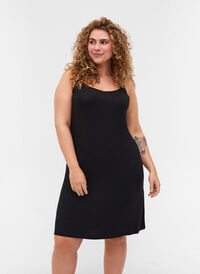 Ensfarget underkjole i viskose, Black, Model