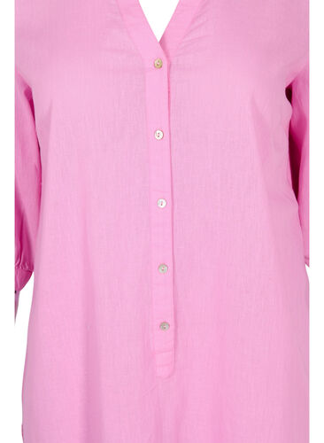 Lang skjortekjole med 3/4 ermer, Begonia Pink, Packshot image number 2