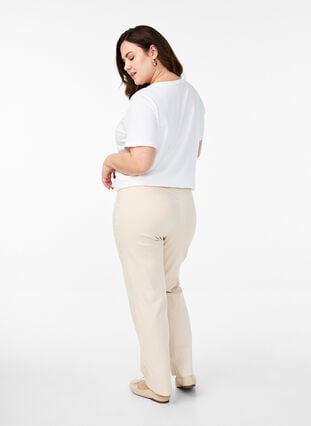 Zizzi Elastisk bukse i viskose, Beige, Model image number 1