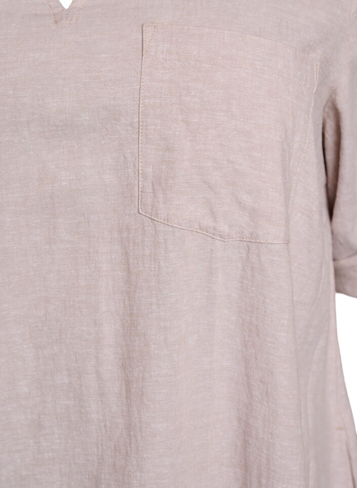 Tunika i lin og viskose med A-form, Beige, Packshot image number 2
