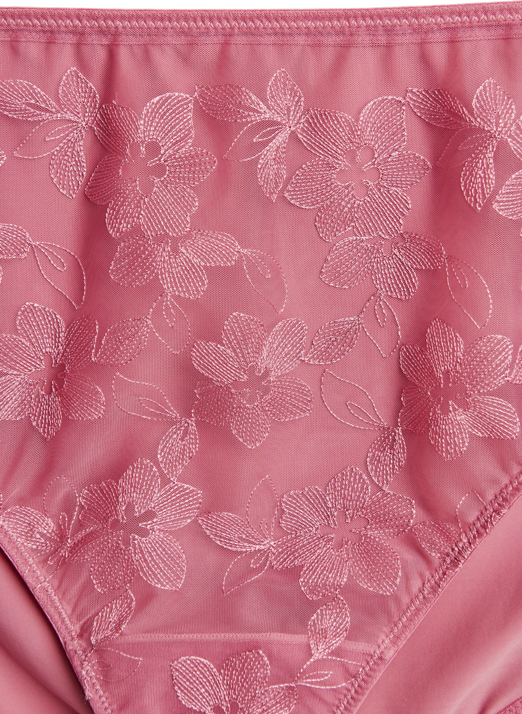 Zizzi Mikrofibertruser med mesh og broderi, Rosa, Packshot image number 2