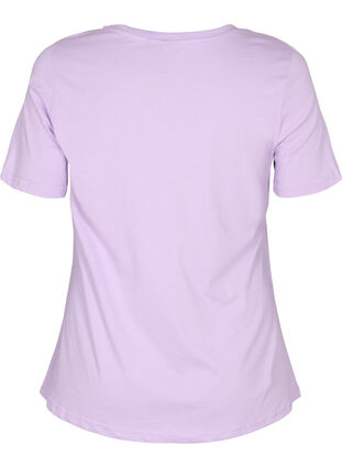 Kortermet T-skjorte i bomull med trykk, Lavendula LOVE, Packshot image number 1