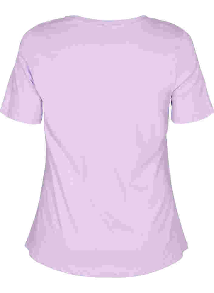 Kortermet T-skjorte i bomull med trykk, Lavendula LOVE, Packshot image number 1
