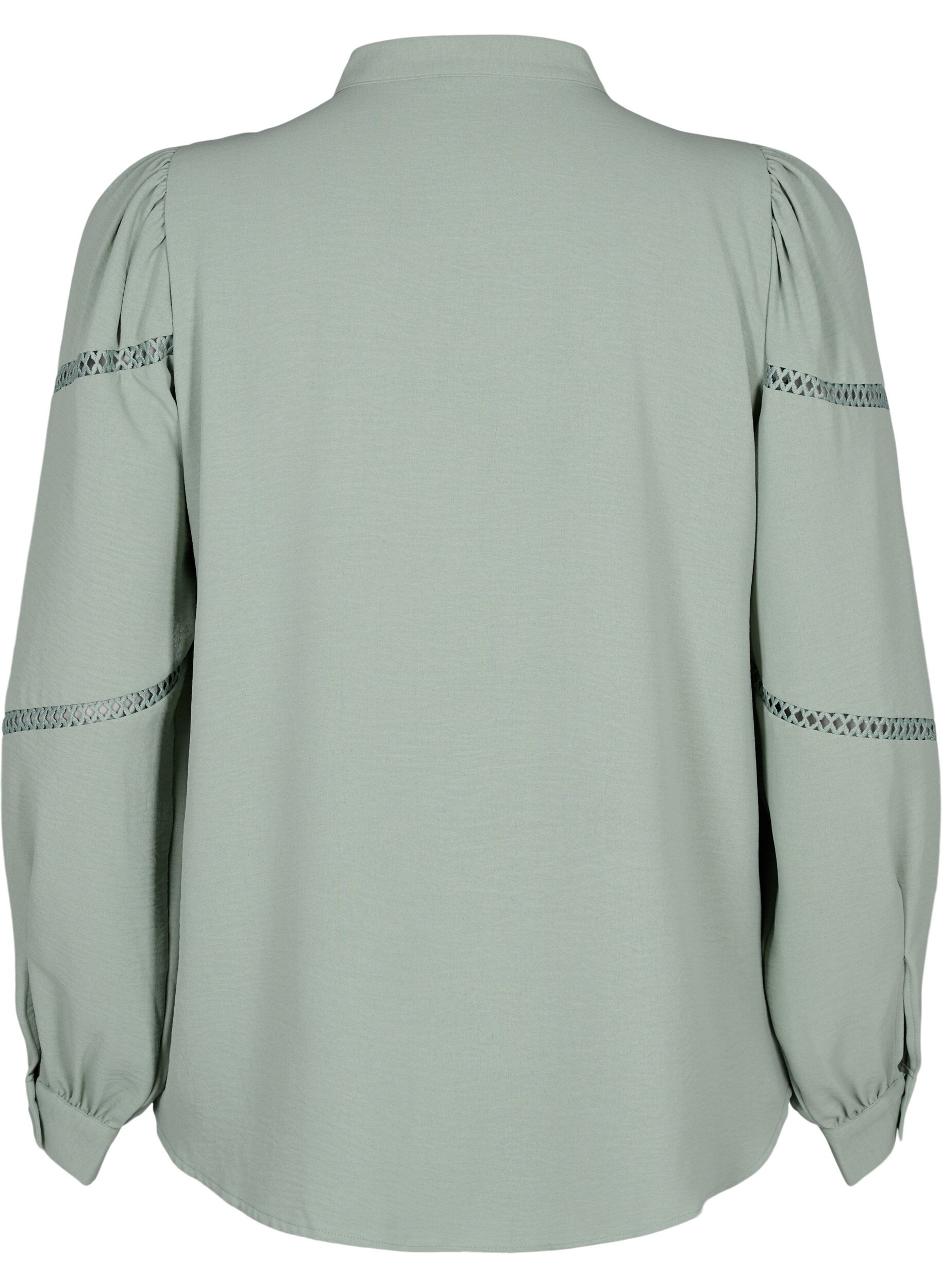 Zizzi Skjortebluse med heklede detaljer, Green Bay, Packshot image number 1