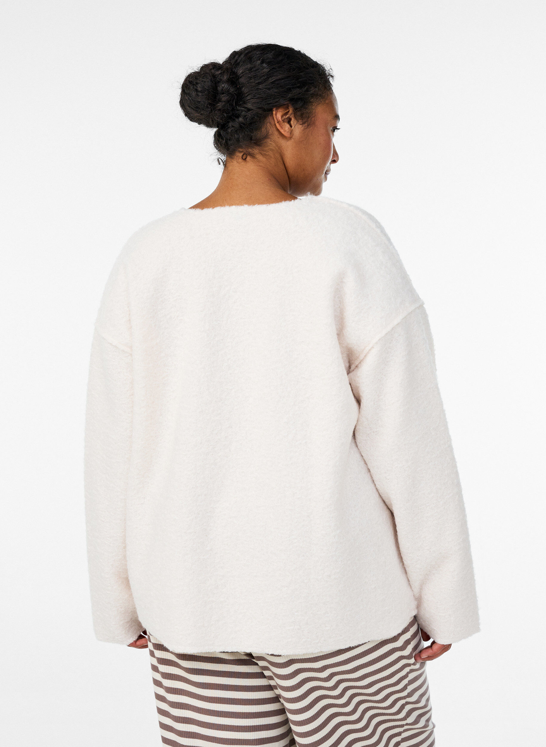ZizziLoose fit cardigan med lommer, Vanilje, Model image number 2