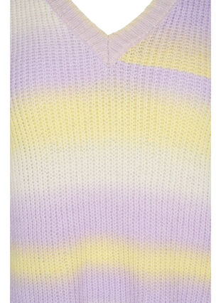 Stripete strikkegenser med V-hals, Lavender Comb., Packshot image number 2