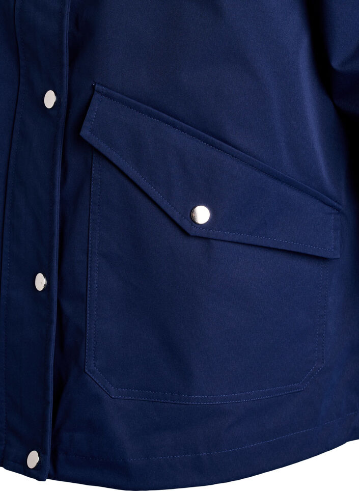 Kort v&aring;rjakke med avtagbar hette, Bl&aring;, Packshot image number 3