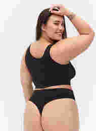 G-streng med glitter og normal høyde livet, Black w. Lurex, Model