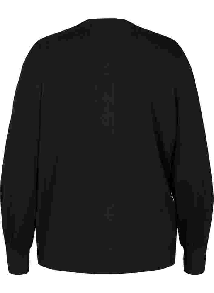 Strikkecardigan med knapper i viskoseblanding, Black, Packshot image number 1