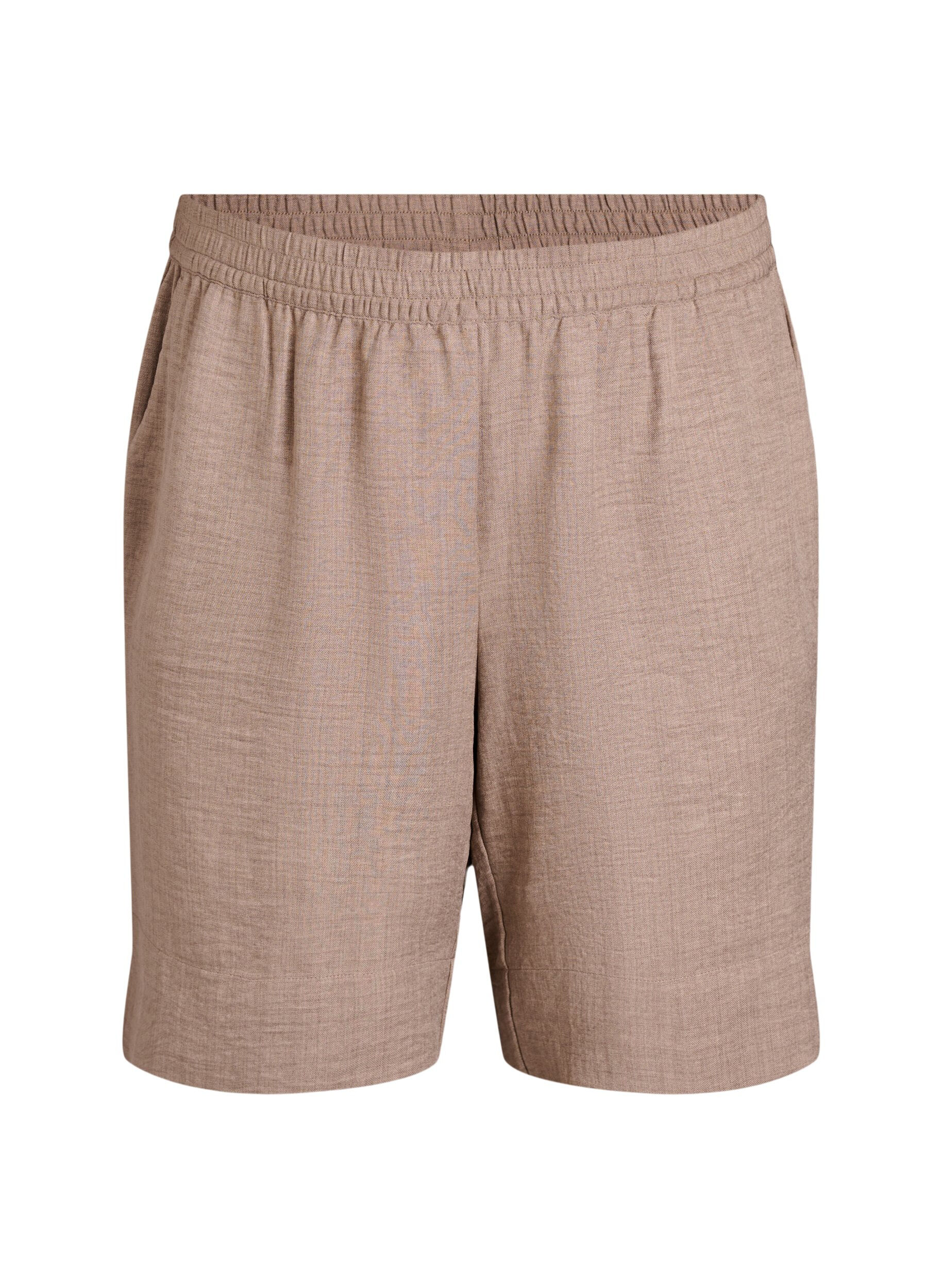ZizziShorts med lommer og h&oslash;y midje, Brun, Packshot image number 0