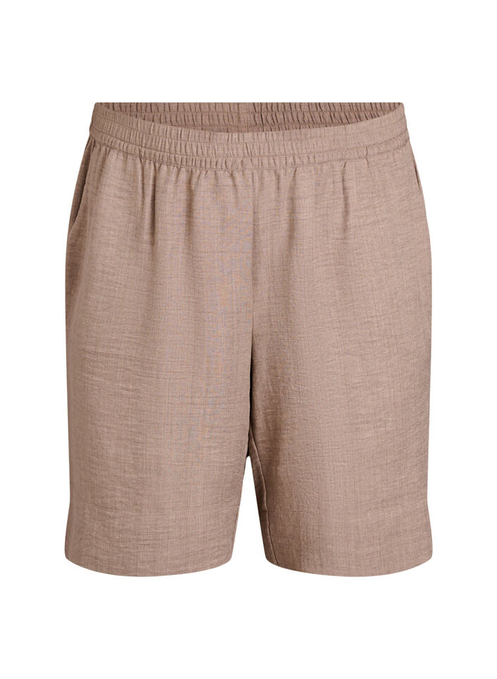 Shorts med lommer og h&oslash;y midje, Brun, Packshot image number 0