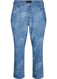Mille jeans med blomstertrykk, Light Blue Denim