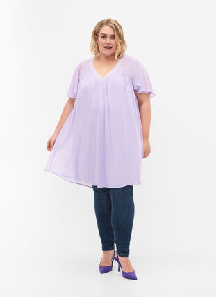 Løs kjole med korte ermer, Purple Heather, Model image number 2