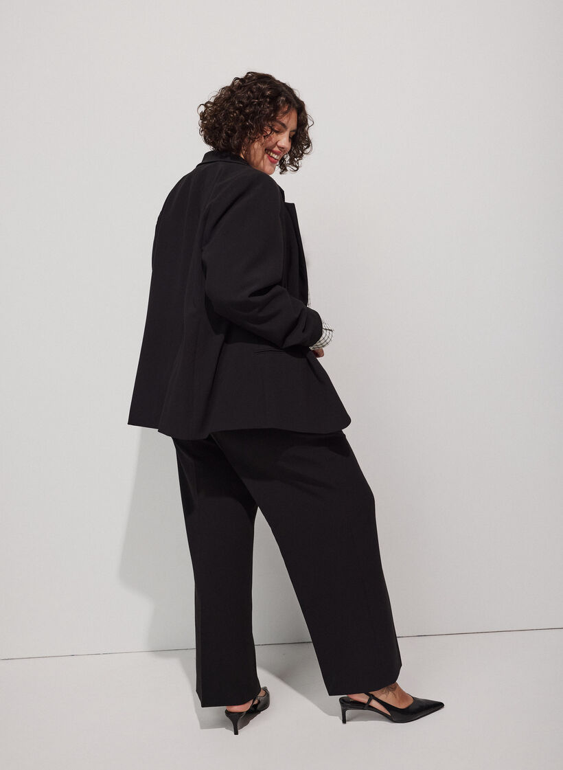 Klassisk blazer med enkel knappelukking, Svart, Model image number 2