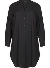 Lang skjorte i lin og viskose, Black