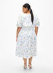 Blomstret satengkjole med puffermer, Off White Blue Fl., Model image number 1