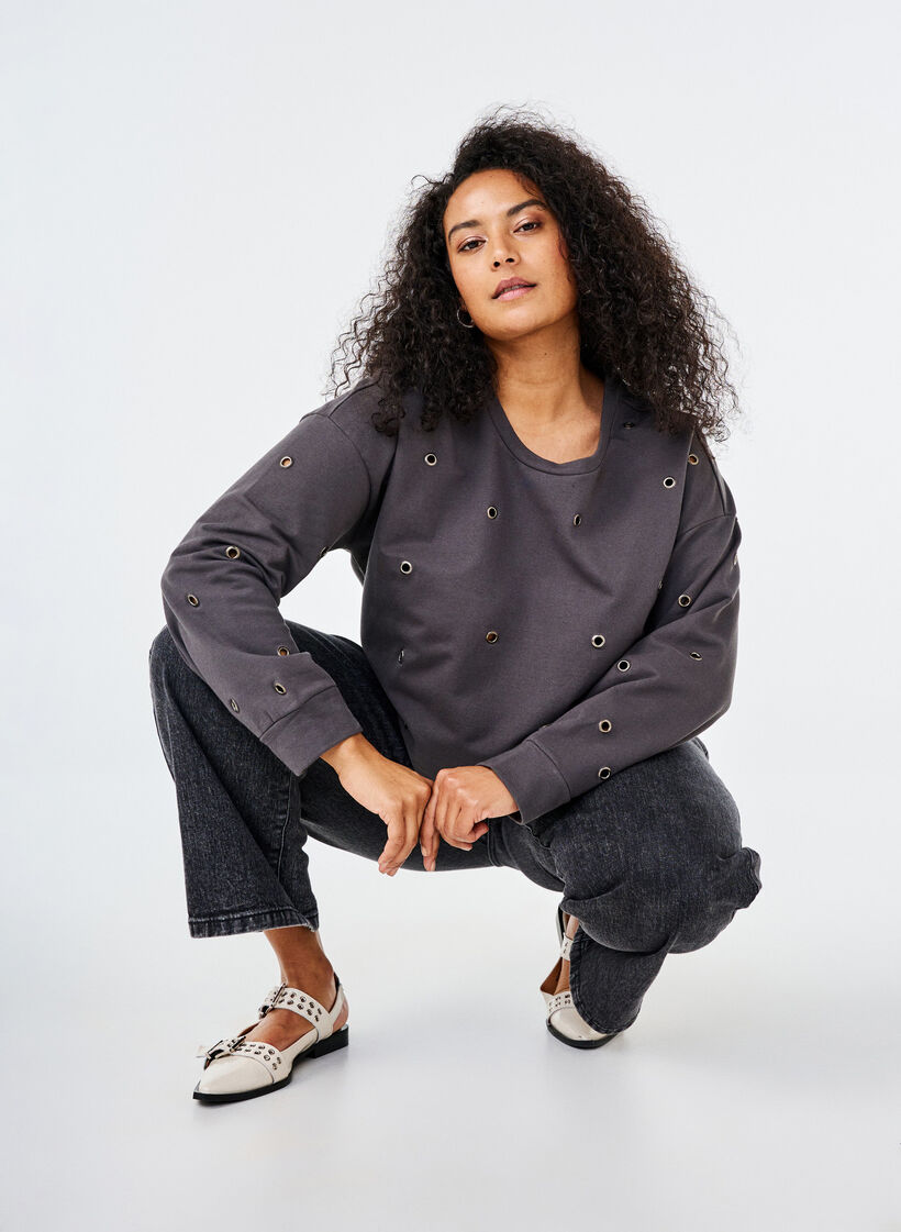 Genser med maljer, Grå, Image image number 0