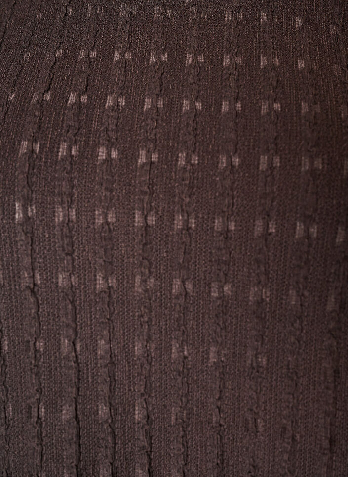 Bluse med struktur og volangkant, Brun, Packshot image number 2