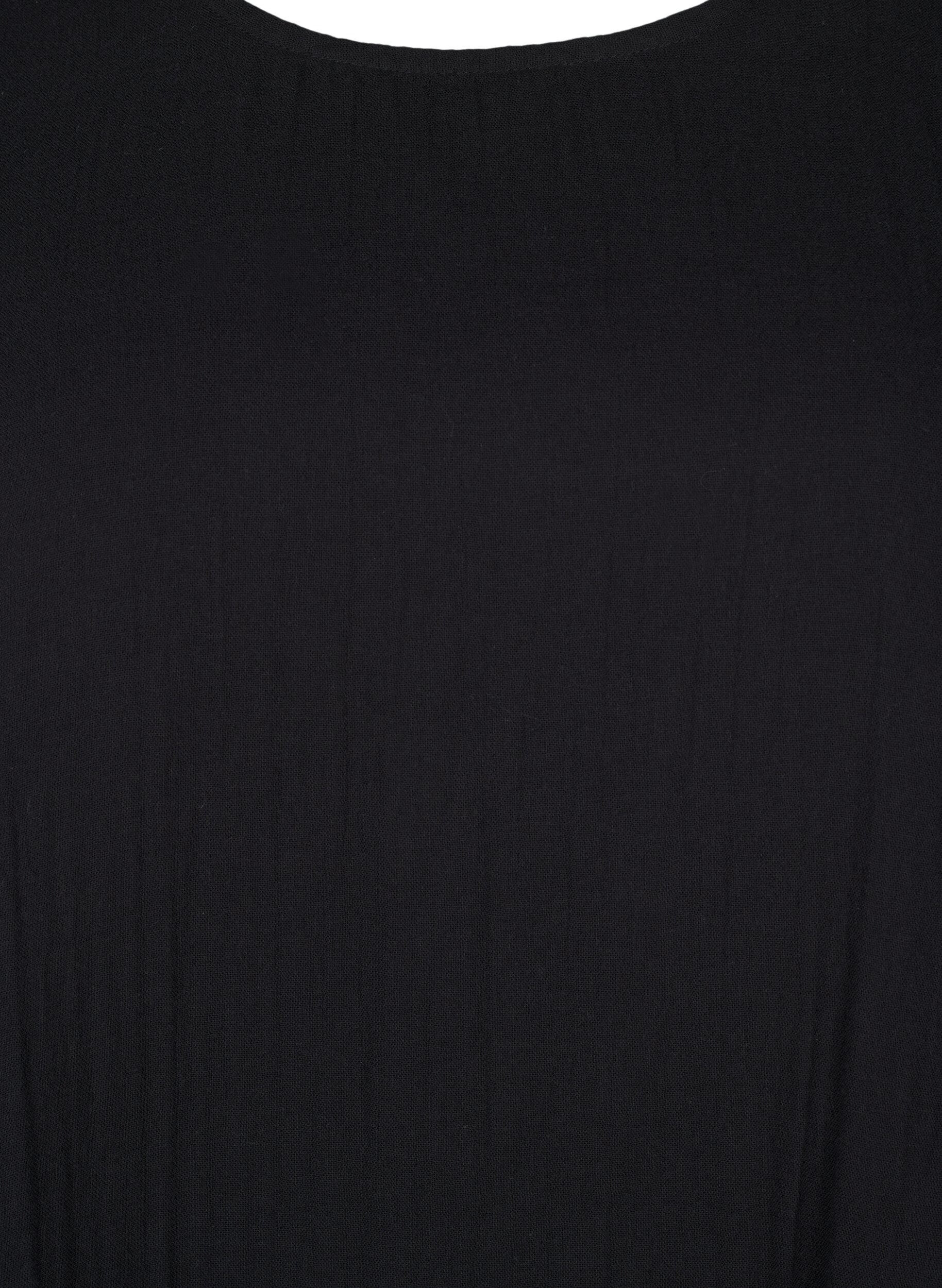 Zizzi Kortermet kjole i bomull med A-linjeformet snitt, Black, Packshot image number 2