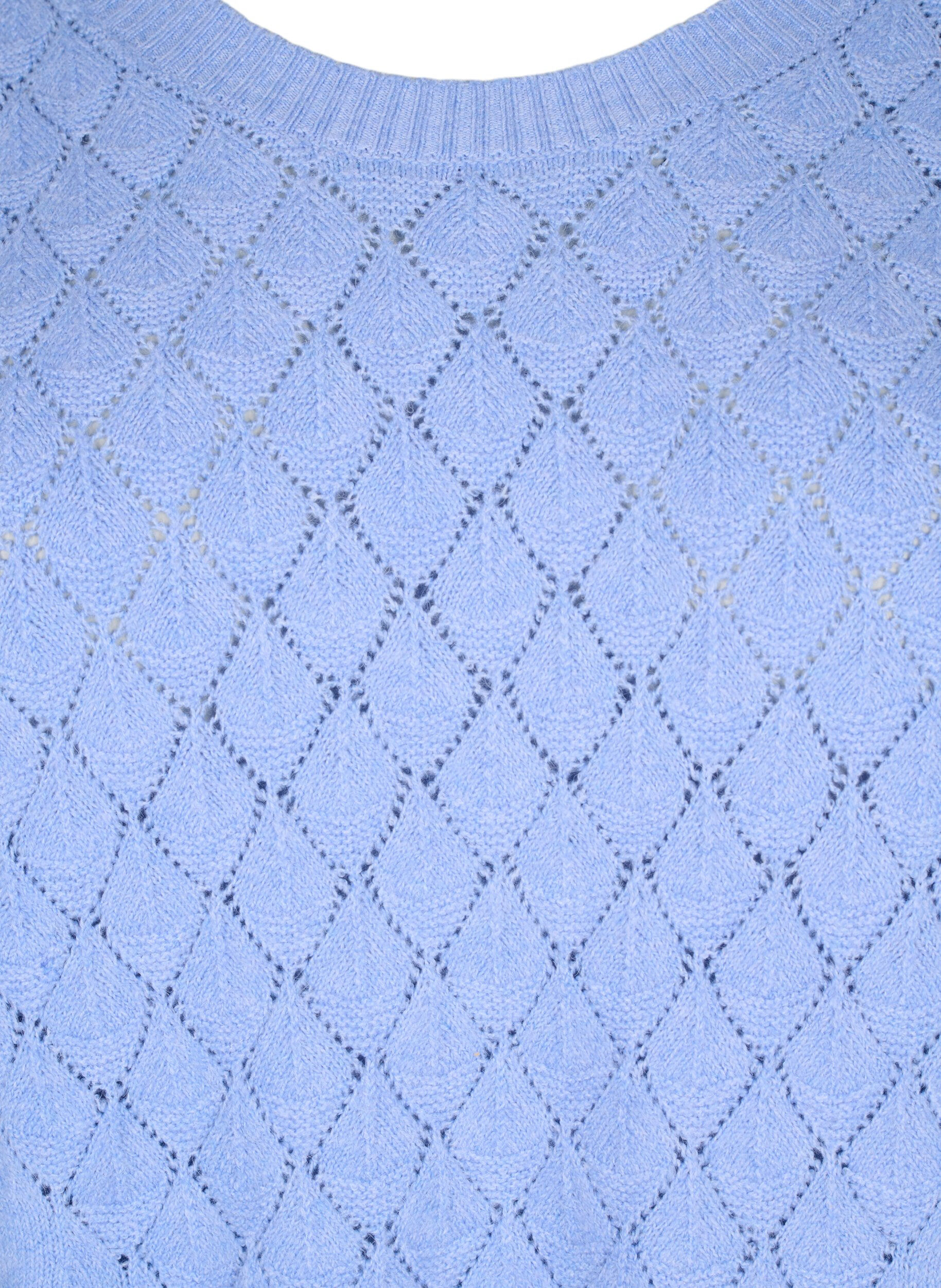 Zizzi Genser med blondem&oslash;nster, Cornflower Blue Mel., Packshot image number 2