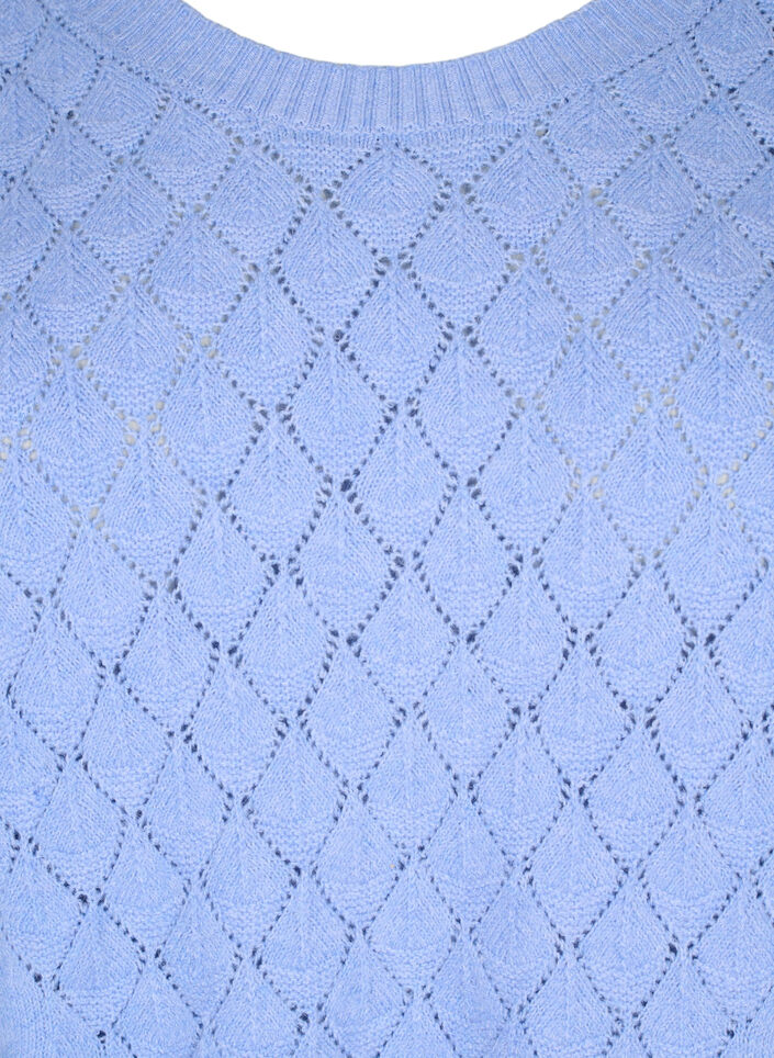 Genser med blondemønster, Cornflower Blue Mel., Packshot image number 2